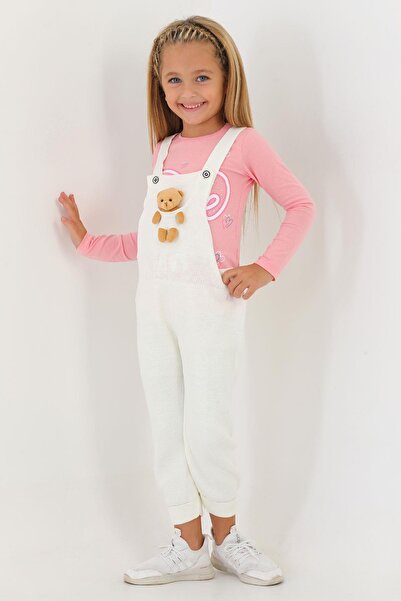 zepkids Ecru Colored Slippers with Hanger and Buttoned Teddy Bear on the Front