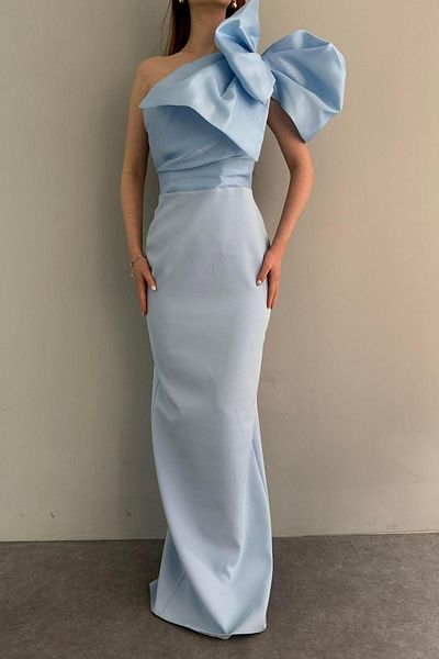 lizge giyim SINGLE SHOULDER DETAILED EVENING DRESS