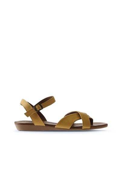 Bueno Shoes Sandale de damă din piele galbenă - 01wu7419