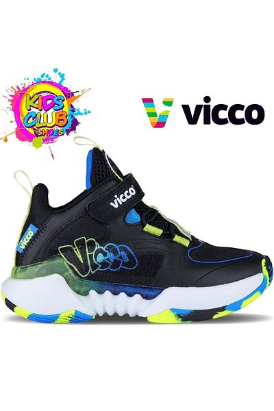 Vicco Pantofi sport de baschet ortopedici negri pentru copii - Scan