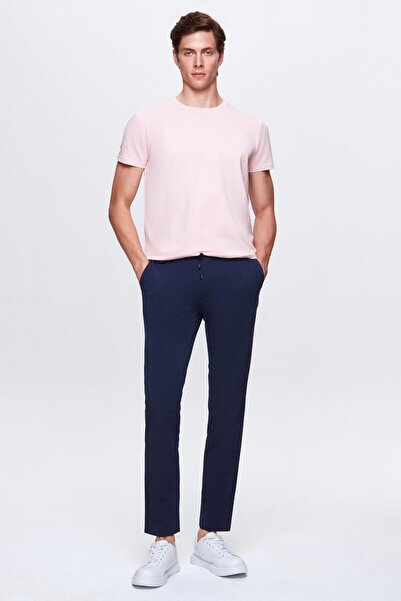 Twn Navy Blue Slim Fit Jogger Pants - Dobby