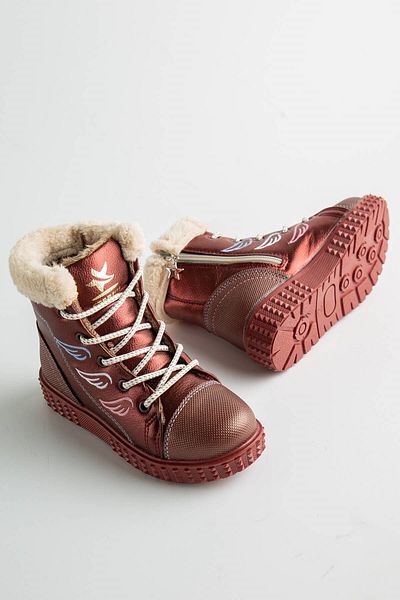 Ccway Lace-Up Παιδικές Μπότες 31-35 Claret Red