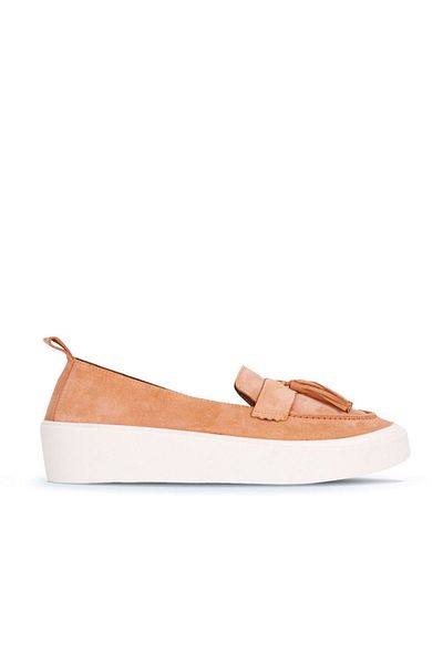 Bueno Shoes Balerini cu toc pentru femei din piele intoarsa portocalie 01ws10602