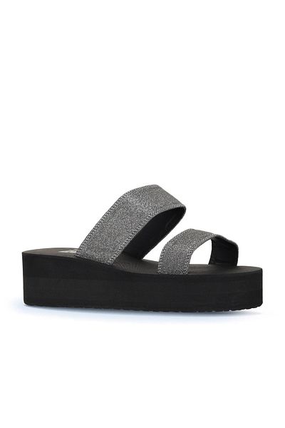 Bueno Shoes Antrasit Ithal Sim Kadın Dolgu Topuklu Terlik 26wt752550