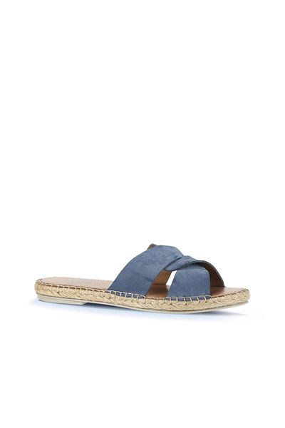 Bueno Shoes Papuci plati din piele intoarsa pentru dama - Albastru Inchis, 01wa7200