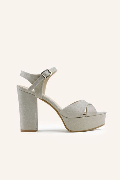 MARCATELLI Champagne Glitter Lindon Platform Heeled Sandals