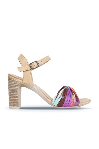Bueno Shoes Sandale cu toc pentru femei din piele Multi M10 - 01wn4302