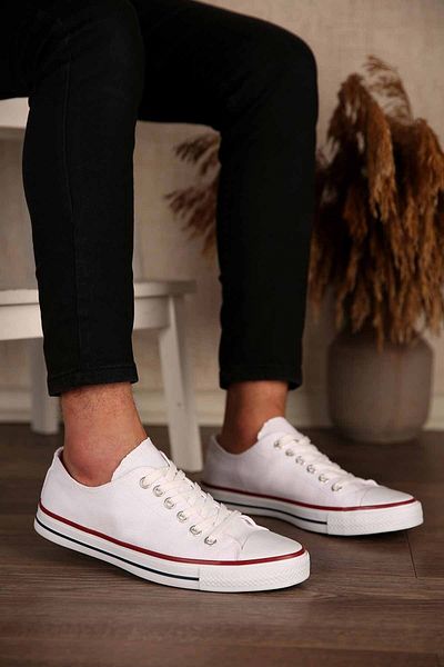 Ccway Men's Linen Sneakers White White