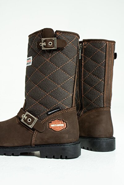 Harley Davidson Laconia Hakiki Deri Kahverengi Çocuk Çizme