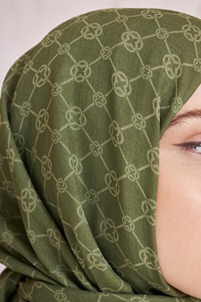 Aker Elegance Monogram Shawl - Linen Green 952