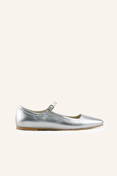 MARCATELLI Balerini din piele argintie - eleganti si confortabili