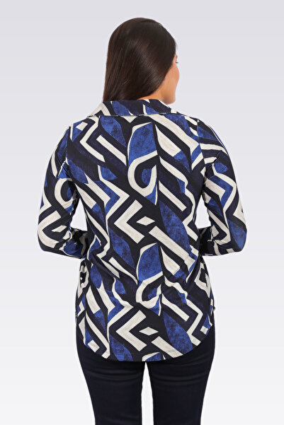 TOLGA SARAÇOĞLU 10933 SAKS POLO ΚΟΛΑΡ ΜΑΚΡΥΜΑΝΙΚΙ ΠΛΕΚΤΟ ΜΠΛΟΥΖ ΜΕ ΣΧΕΔΙΟ