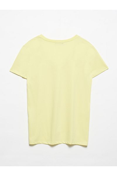 Dilvin 3470 Tricou de bază cu decolteu în V-galben deschis
