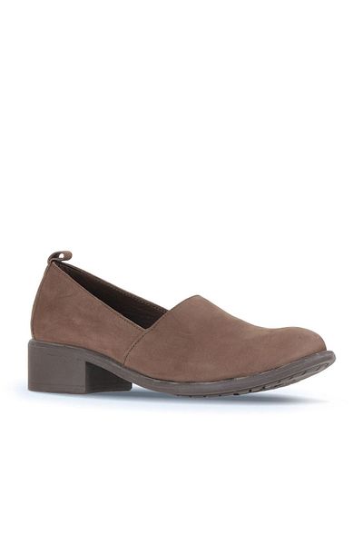Bueno Shoes Pantofi cu toc mic pentru femei din nubuc maro 01wd1807