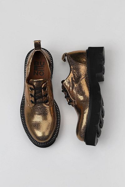 Bueno Shoes Γυαλιστερό Δερμάτινο Μπρονζέ Γυναικεία Κλασικά Παπούτσια - 01wt0301