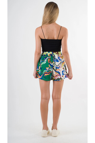 hazelin Women's Green Pink Elastic Waist and Tie Pocket Shorts Hzl24S-Yy226