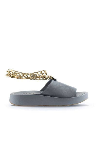 Bueno Shoes Papuci de damă din piele albastră cu toc pană - 01wu4637