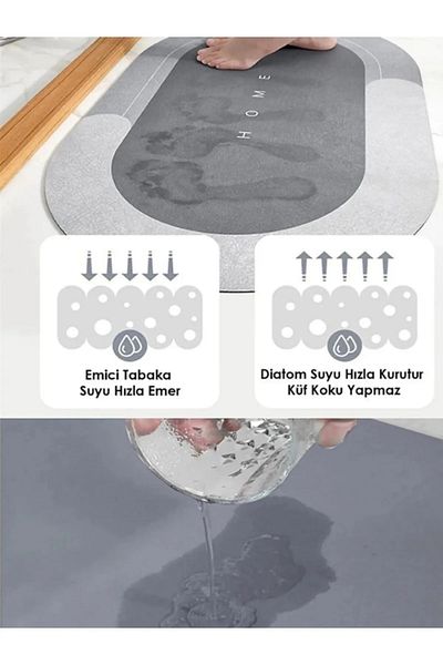 SİHİRLİ AYAKLAR Waterproof Non-Slip Bath Mat Bathroom Carpet Water Absorbent Non-Slip Mat 50X70
