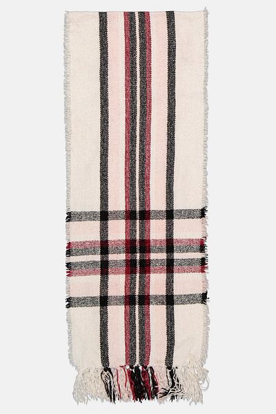 Charter Club Women Chenille Plaid Scarf 160 X 30 Cm, Ivory Combo