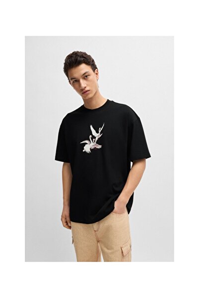 HUGO Lb Kuğu Grafikli Büyük Beden Tişört