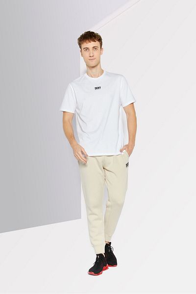 DKNY Sport Men Sportswear Fit Brand Logo Walking Jogger Pants, Oatmeal
