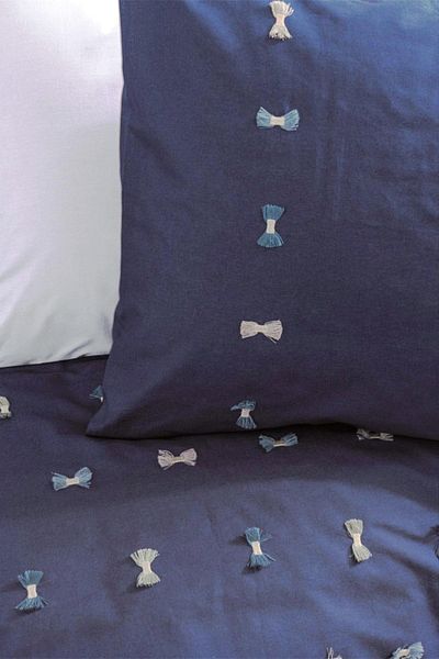 Cotton Box Gina Navy Blue - Σετ Παπλωματοθήκη Ranforce Διπλό Κεντημένο