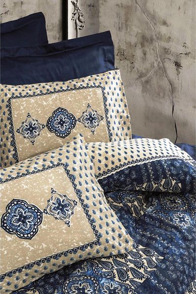 Cotton Box Двойна сатенена завивка Stasya Navy Blue