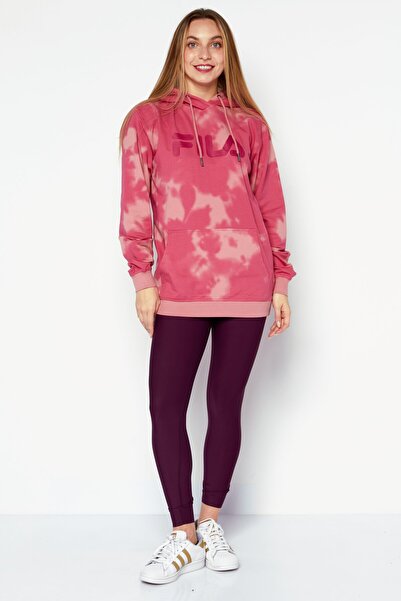 Fila هودي رياضي نسائي بشعار العلامة التجارية، مجموعة وردية