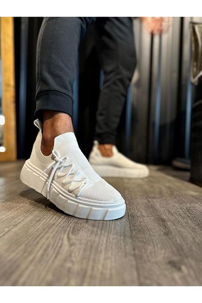 Knack Pantofi casual albi cu talpă înaltă - 1025
