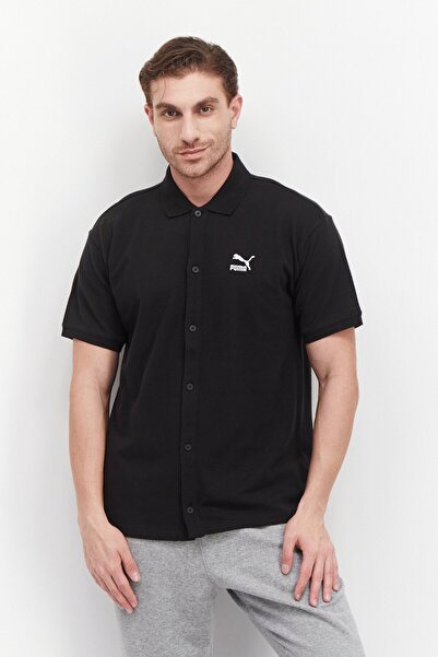 Puma Men Relaxed Fit Brand Logo Training Polo Shirts, Black