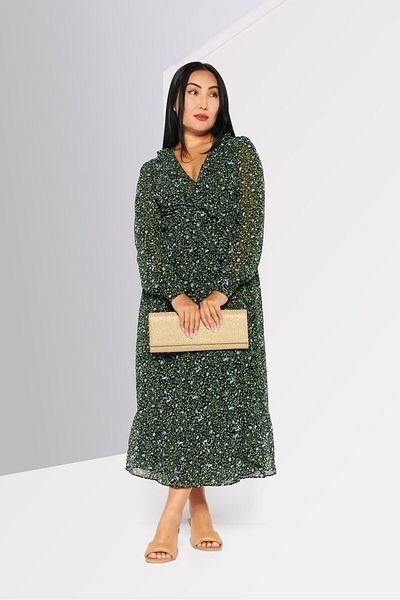 Michael Kors Women Floral Print Wrap Dress, Black