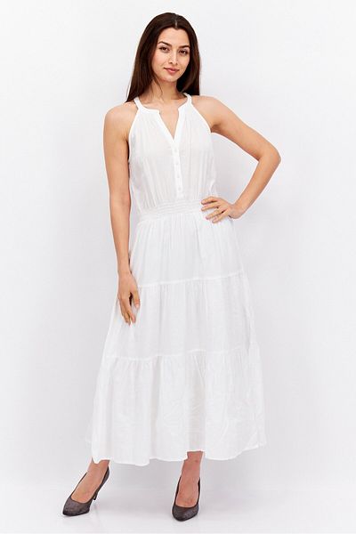 Esprit Women Solid Midi Dress, White