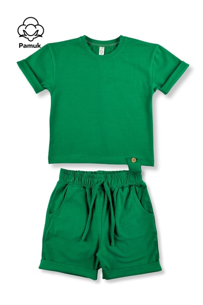 difa kids Set de vară unisex verde - Set nasturi din lemn, set de sus și de j...