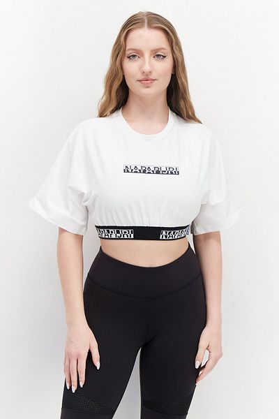 Napapijri Women Sportswear Fit Short Sleeve Running Crop Top, White
