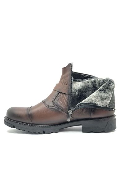 Kids Club Shoes Ανδρικές μπότες Geppetto Dallas - Μάλλινο εσωτερικό, σόλα από καουτσούκ, γνήσιο δέρμα, ΚΑΦΕ