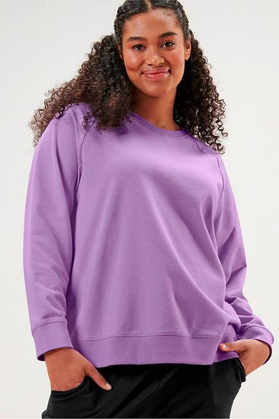 Tchibo Women Sportswear Fit Plain Yoga Sweatshirts, Purple