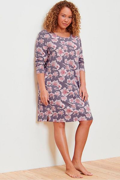 Tchibo Women Floral Print Night Dress, Multicolor