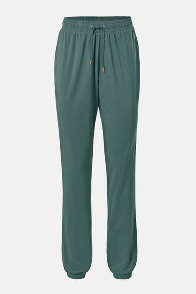Tchibo Women Solid Drawstring Pajama Bottom, Green
