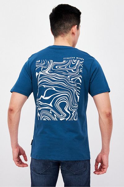 Threadbare Men Crew Neck Short Sleeve Graphic Print T-shirt, Teal Blue