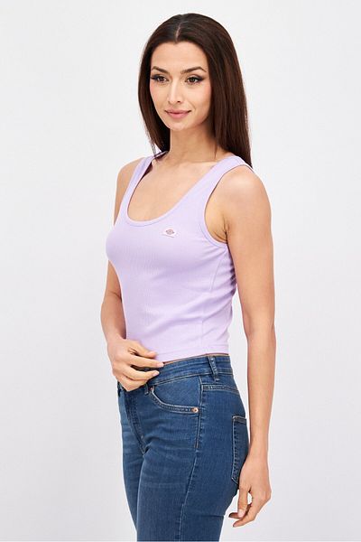 Dickies Women Scoop Neck Sleeveless Ribbed Top, Purple