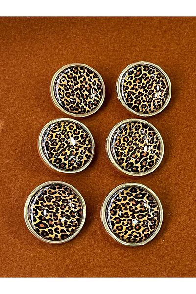 ODDA TASARIM ATÖLYESİ M.A.S.S.I.M.O - 36 Size Leopard Gold Metal Button Set