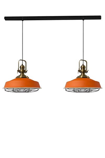 Bamyum Turuncu Asaletli Ikili Telli Eskitme Başlık Avize Sarkıt Lamba Salon M...