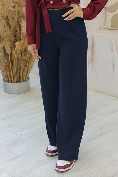 Bestenur Asler Wide Leg Trousers 1198 - Navy Blue