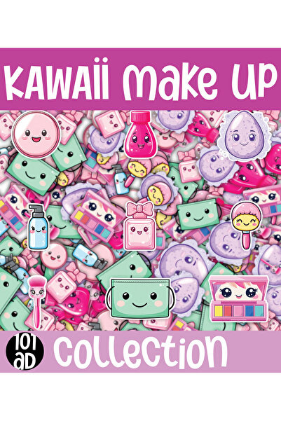 ca kay bu Kawaii set nalepnica na temu šminke, 2 stranice A4, 101 komad