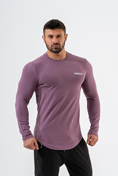 Gymwolves Men's Sports Bodysuit | Purple | Long Sleeve Sports T-shirt | Basic...