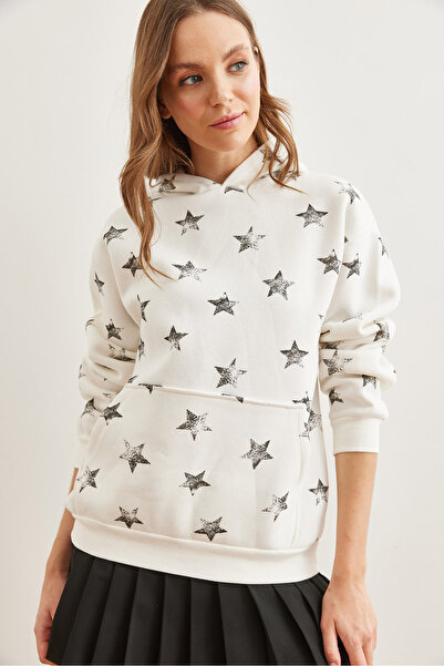 Olalook Світшот з капюшоном з принтом чорних зірок SWT19000659