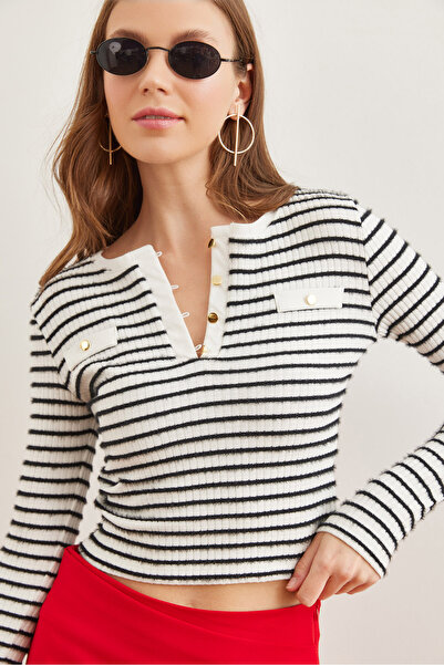 Olalook Bluză premium pentru femei cu nasturi din aur alb - BLZ- 19002741