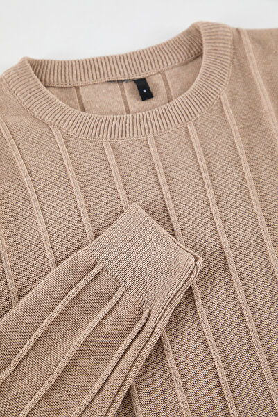 Edit by Trendyol Pulover pentru bărbați, tricotaj bej, slim fit - TMNAW25KZ00066