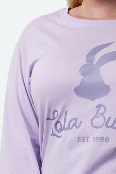 Trendyol Curve Lilac Lola Bunny licencovaný pyžamový set - pletený Tbbaw25Ai00061