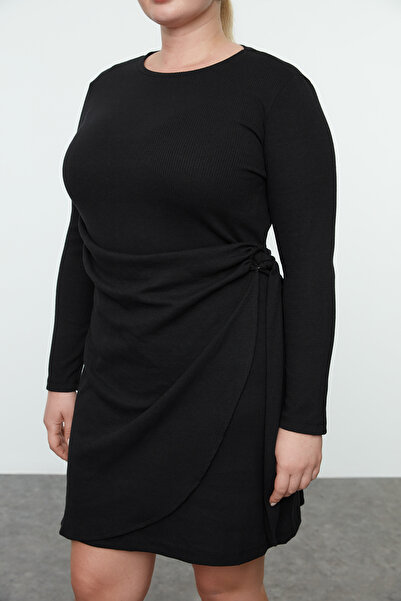 Trendyol Curve Fekete Camisole kötött nagy méretű ruha